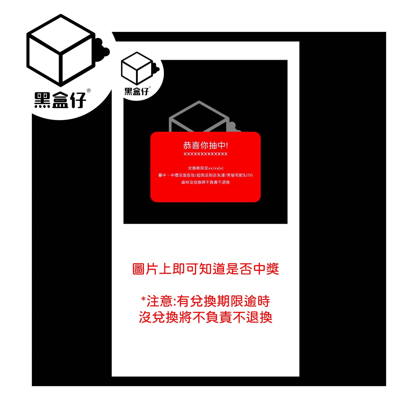 【黑盒仔一番賞】簽紙編號X-抽XXXXXX(可免費測試抽獎流程)